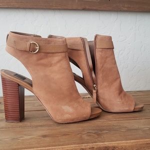 White House Black Market- Tan peep toe booties